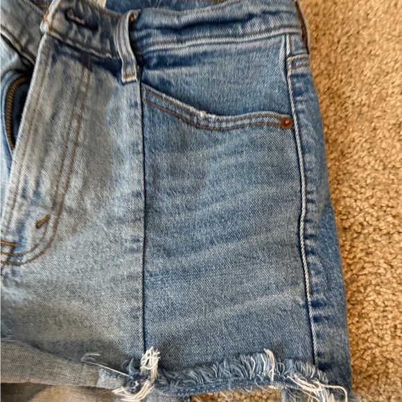 Abercrombie & Fitch Blue Jean Shorts with Distressed Hem - Picture 3 of 6